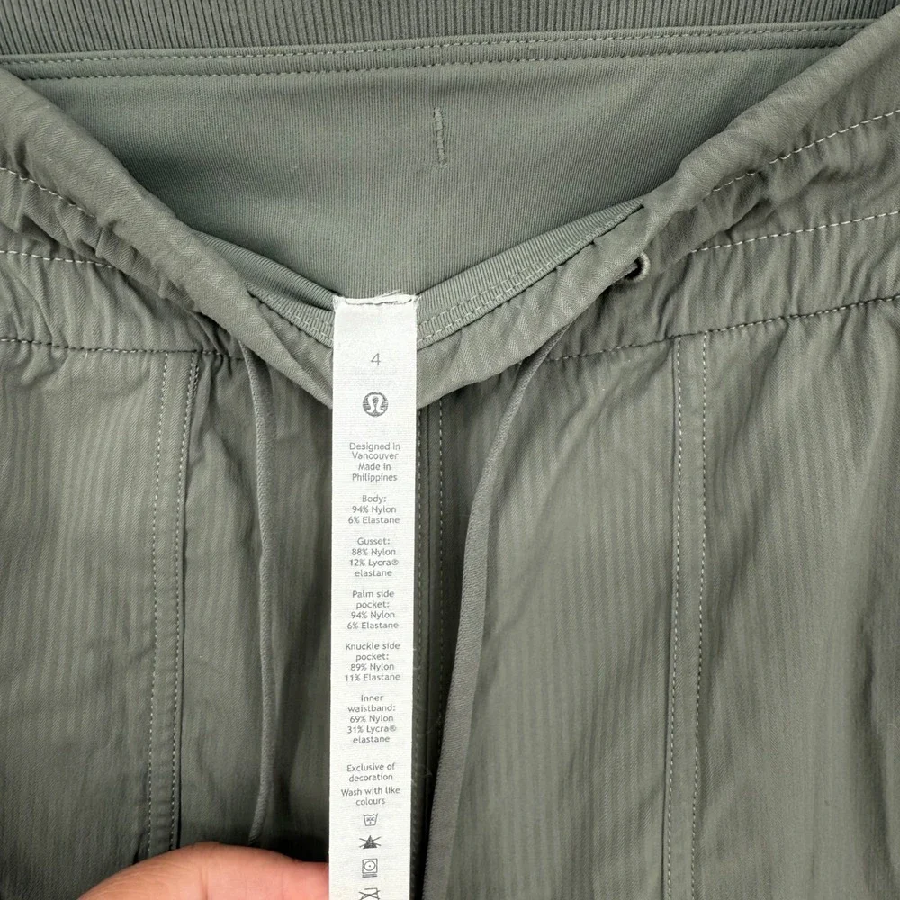 Lululemon Align Ribbed Jogger Pants Olive Green Size 4 Drawstring Pockets